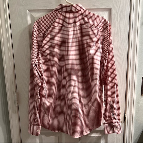 Men’s Non-Iron Slim Fit Checkered Red and White Dress Shirt Size Medium - Picture 6 of 6